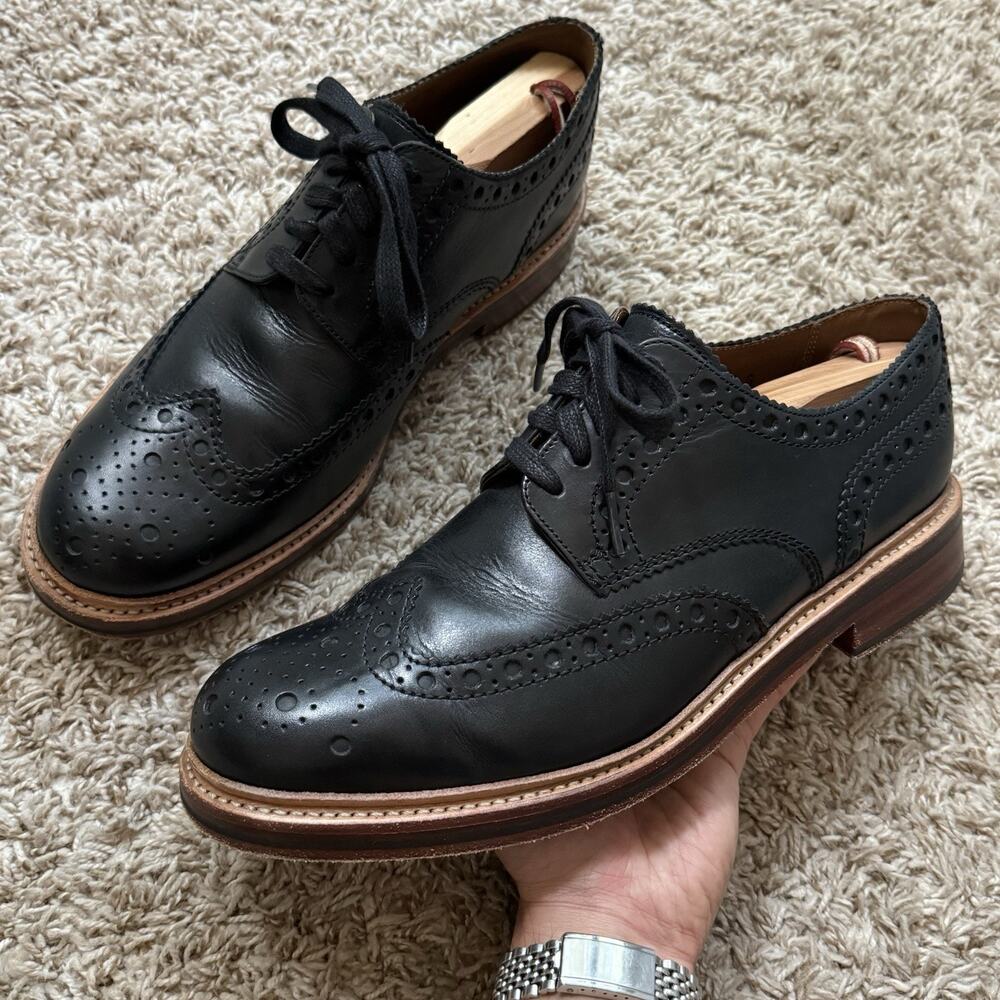 Grenson Archie Brogue Wingtip Black Leather Oxford Dress Shoes Men’s UK Size 9.5